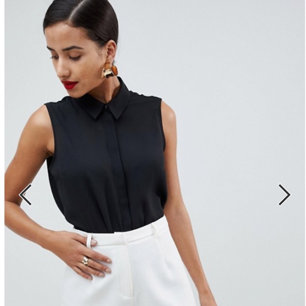 ASOS Black Sheer Button Down Tank Blouse